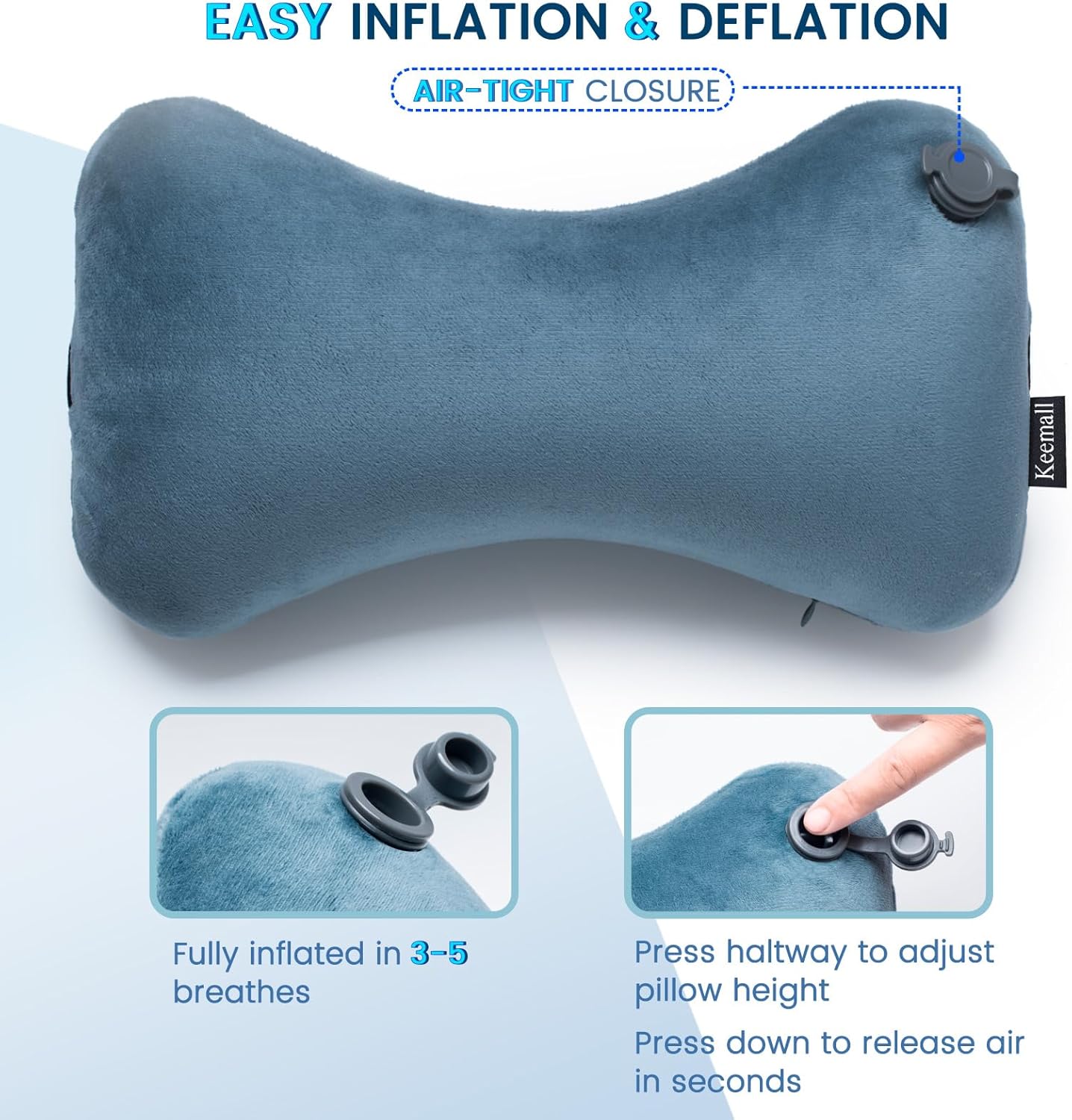 Keemall Inflatable Car Neck Pillow Driving, Blow Up Car Headrest Pillow for Car, Inflatable Travel Pillow for Camping, Neck Support for…