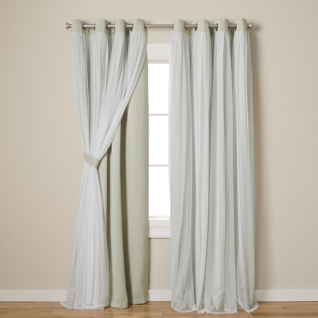 TOWN & COUNTRY LUXE Talia Double Layer Indoor Curtains, Sheer and Room Darkening Blackout, Grommet Top, Energy Efficient, 2-Pack Set…