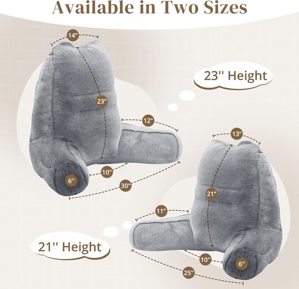 Sasttie Reading Pillow, Pillows for Reading or Relaxing – Ergonomic Support for Head, Neck, Back, and Lumbar, 21-Inch, Dark Grey Grey