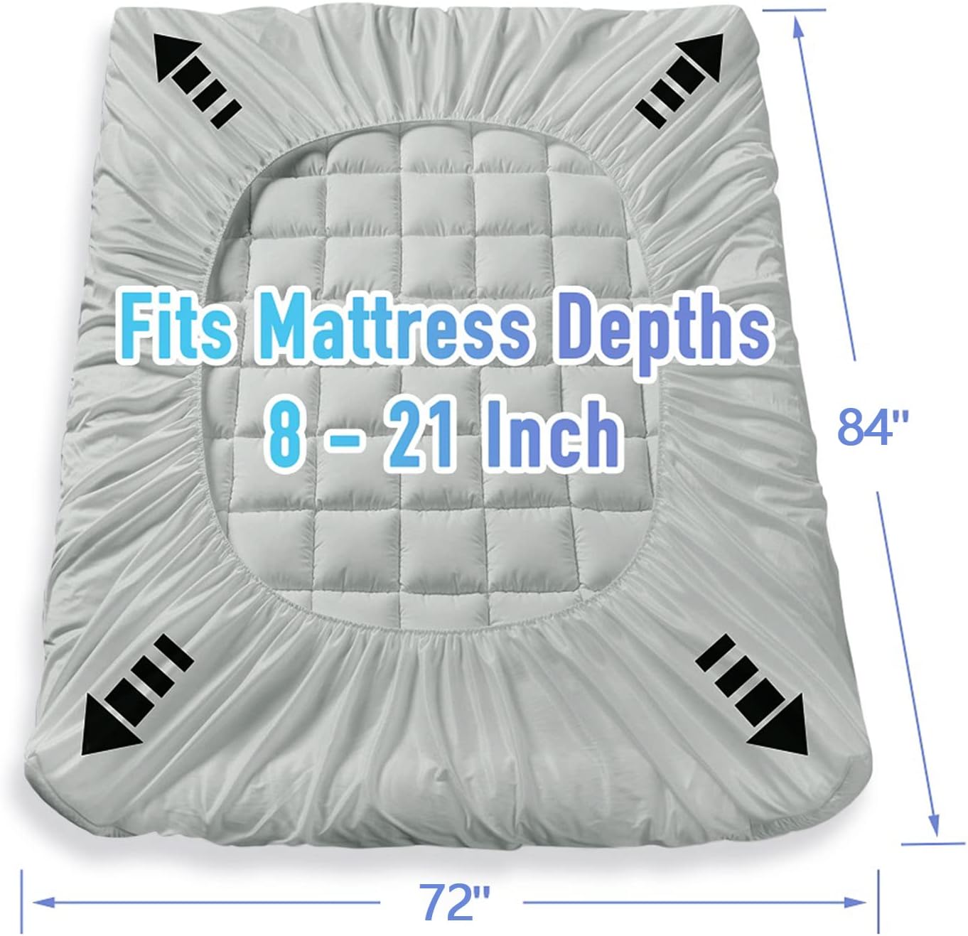 MATBEBY Bedding Quilted Fitted California King Mattress Pad Cooling Breathable Fluffy Soft Mattress Pad Stretches up to 21 Inch Deep, Cal…