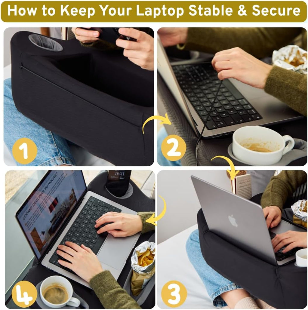 TabCouchCaddy Lap Desk Pillow - Cushioned Lap Pillow for Reading, Gaming, Work & Travel, Soft & Portable Laptop Desk for Bed, Couch, or…