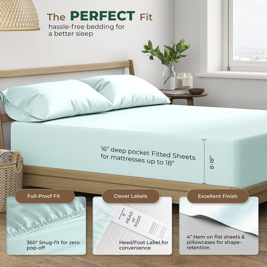 THREAD SPREAD 100% Organic Cotton Sheets King Size - 4 PC Organic Cotton King Percale Weave Sheet Set, Soft, Cooling, Crisp & Breathable…