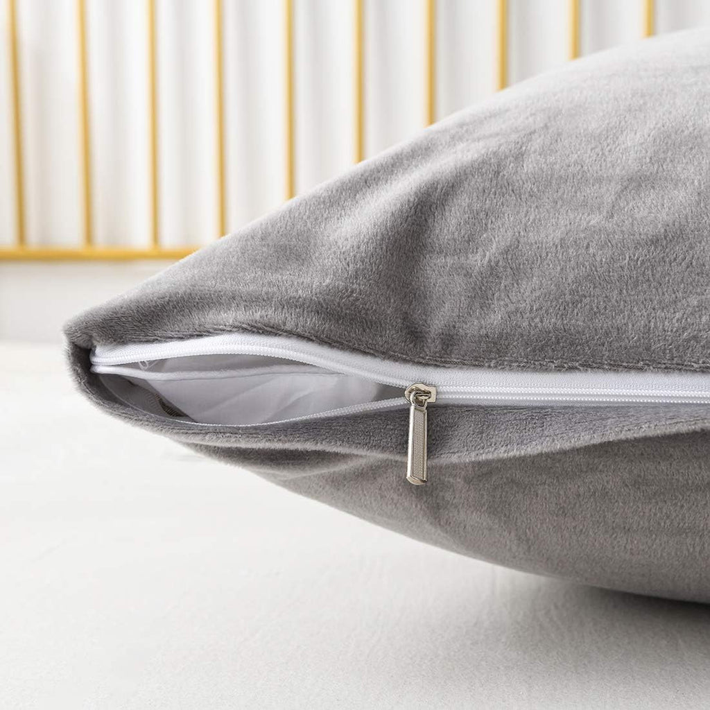 uwkcy Velvet Body Pillow Cover/Case Pillowcase with Hidden Zipper, Soft and Cozy, Zippered Flannel Body Pillow Case (20 x 48 Inch, Grey, 1-P…