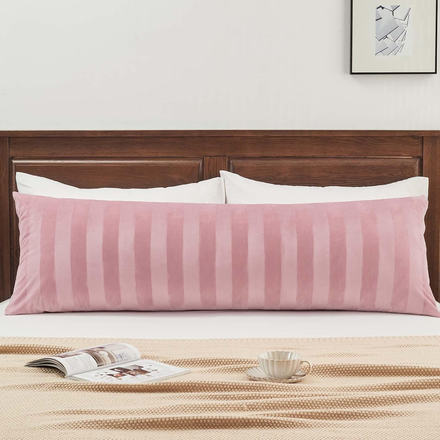 BEDELITE Velvet Body Pillow Cover with Zipper, Soft and Plush 20x54 Long Pillow Case, Velvety Smooth and Cozy Body Pillow Pillowcase for…
