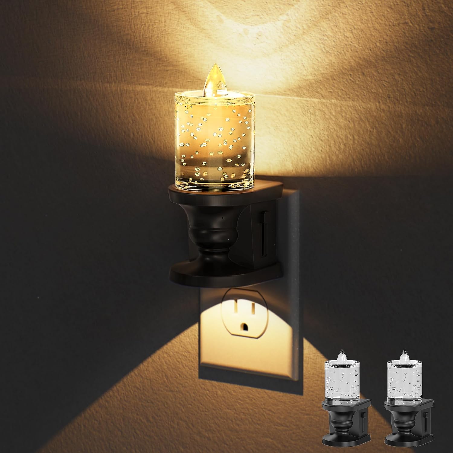 WelcometoBriigniteenjoyyourtimehere Briignite Flameless Candle Night Light, Bubble Night Lights Plug into Wall, Candle Nightlight with Ligh…