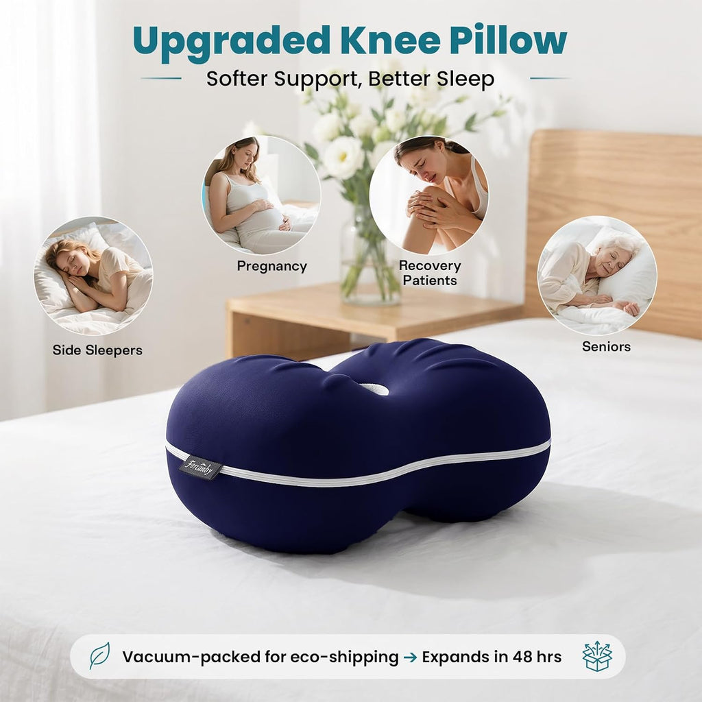 Knee Pillow for Side Sleepers - Smooth Spine Alignment Pillow, Memory Foam Knee Pillows for Back Hip Pain, Spine Aligning, Sciatica…