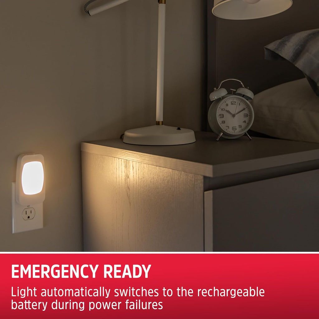 Energizer 4-in-1 LED Power Failure Night Light, 6 Pack, Plug-in, Light Sensing, Auto On/Off, Foldable Plug, Soft White, Emergency…