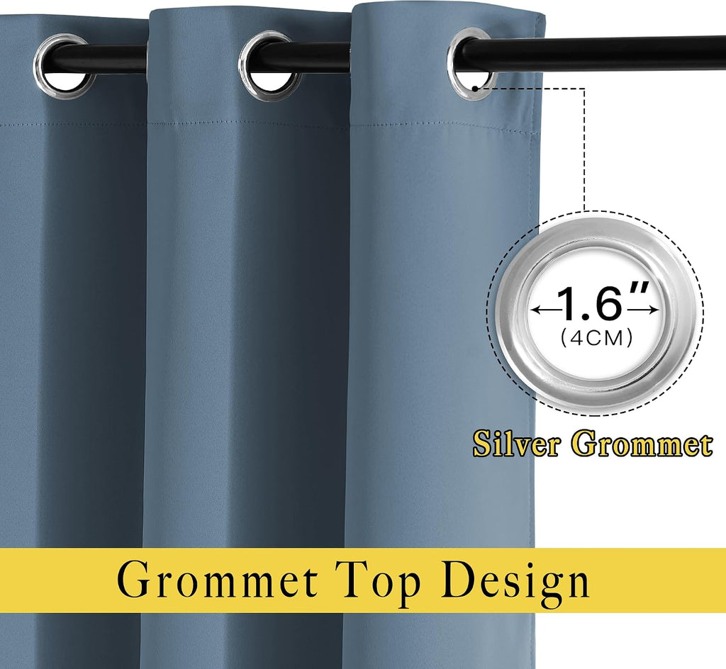 Nicetown Blackout 72 inch Curtains for Kids Room, Grommet Room Darkening Thermal Insulated Solid Window Treatments Sound Reducing for Bedro…