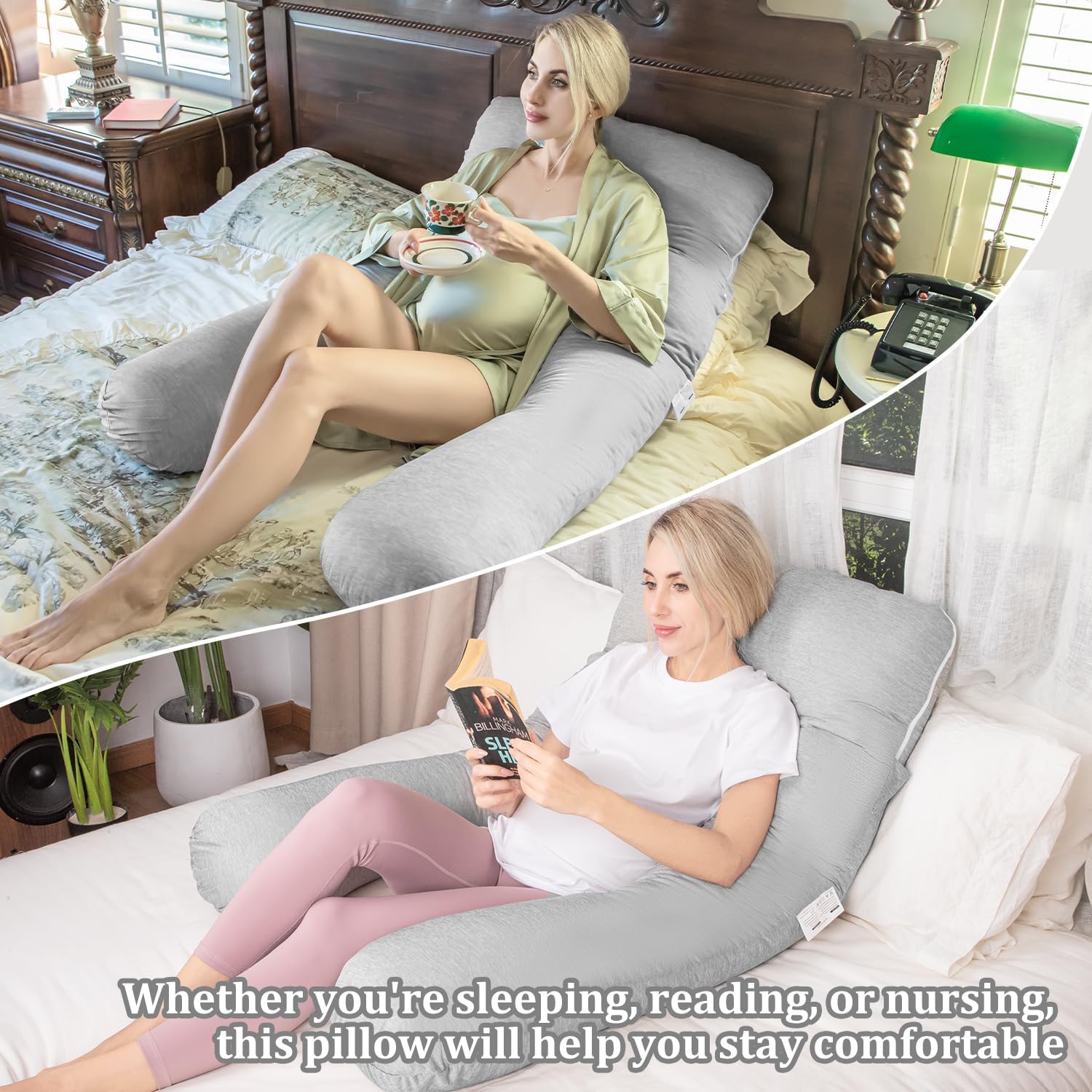 Chilling Home Pregnancy Pillow, 55in Pregnancy Pillows for Sleeping, U Shape Body Pillows for Adults, Maternity Pillow for Pregnant…