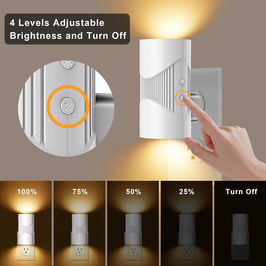 easuntec Night Light, Night Lights Plug into Wall, Warm Led Night Light, Dusk to Dawn Light Sensor, 3 Light Modes, Dimmable Night Lights fo…