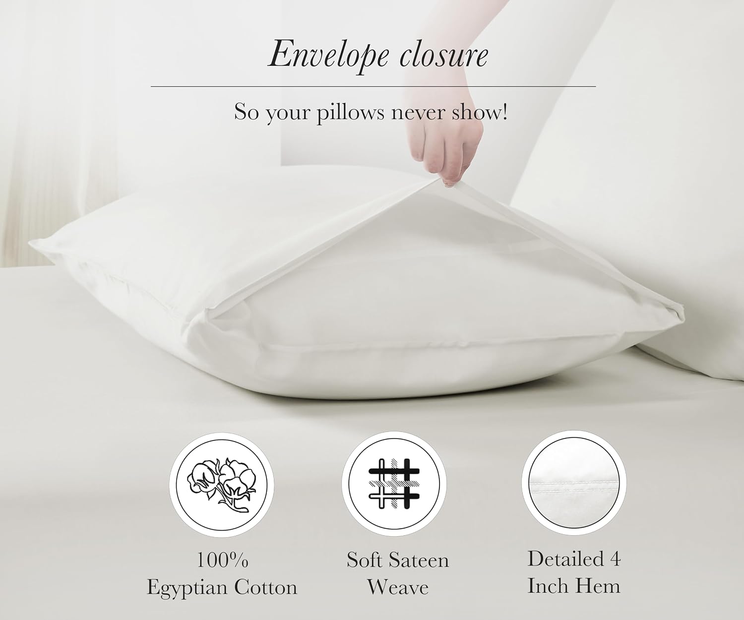 CaliforniaDesignDen 100% Egyptian Cotton Pillow Cases, King Size Pillow Cases Set of 2, Sateen Weave, Soft and Breathable King Pillow Cases…