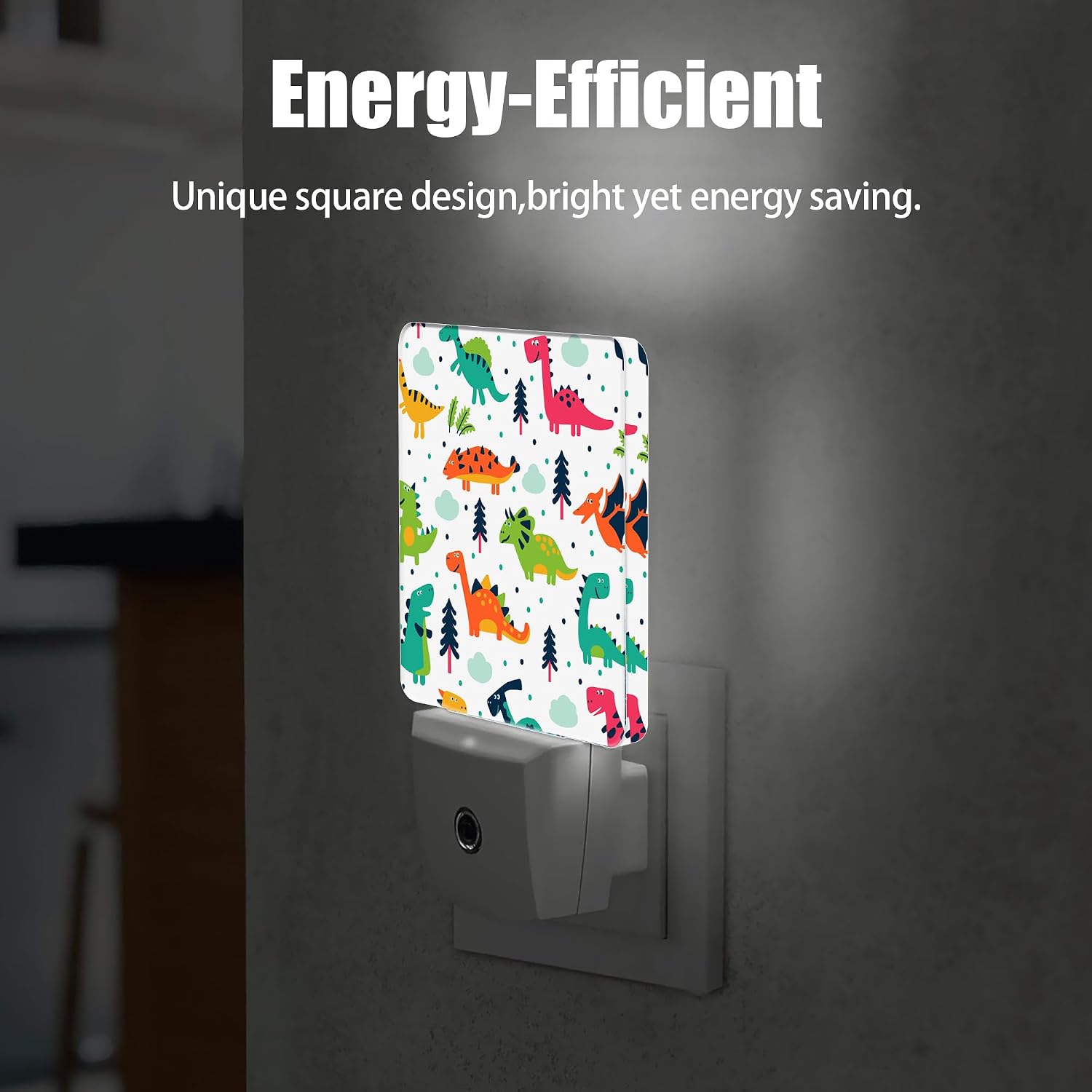 Colorful Dino Tree Night Light, Dusk to Dawn Smart Sensor Nightlight for Bedroom Bathroom Kitchen Hallway Stairs Hallway, Plug-in, Energy…