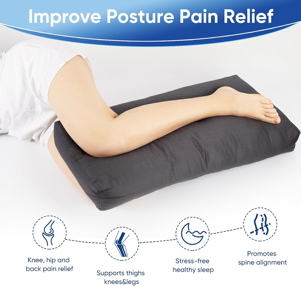 MINUPWELL Knee Pillow for Side Sleepers, 6" Leg Pillow for Side Sleeping, 100% Cotton Fabric Pillow for Between Knees While Sleeping…