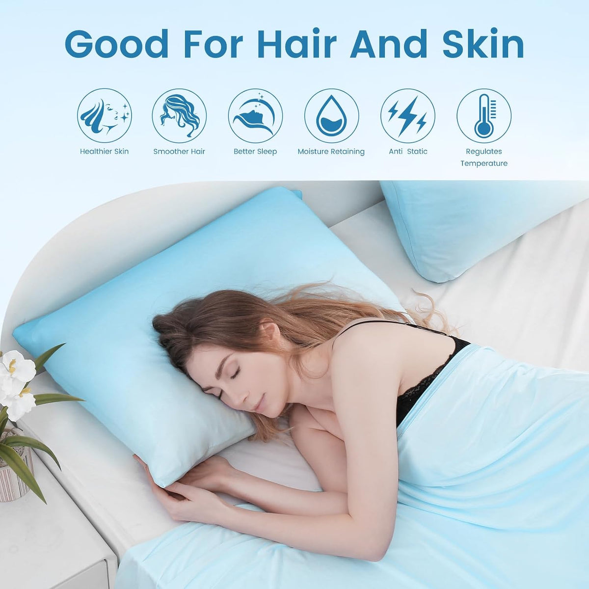 Luxear Cooling Pillow Cases, 2 Pack King Size Arc-Chill Q-max > 0.5 Gradient Cool Pillowcases for Hair Skin, Silky Cooling Summer Pillow Cov…