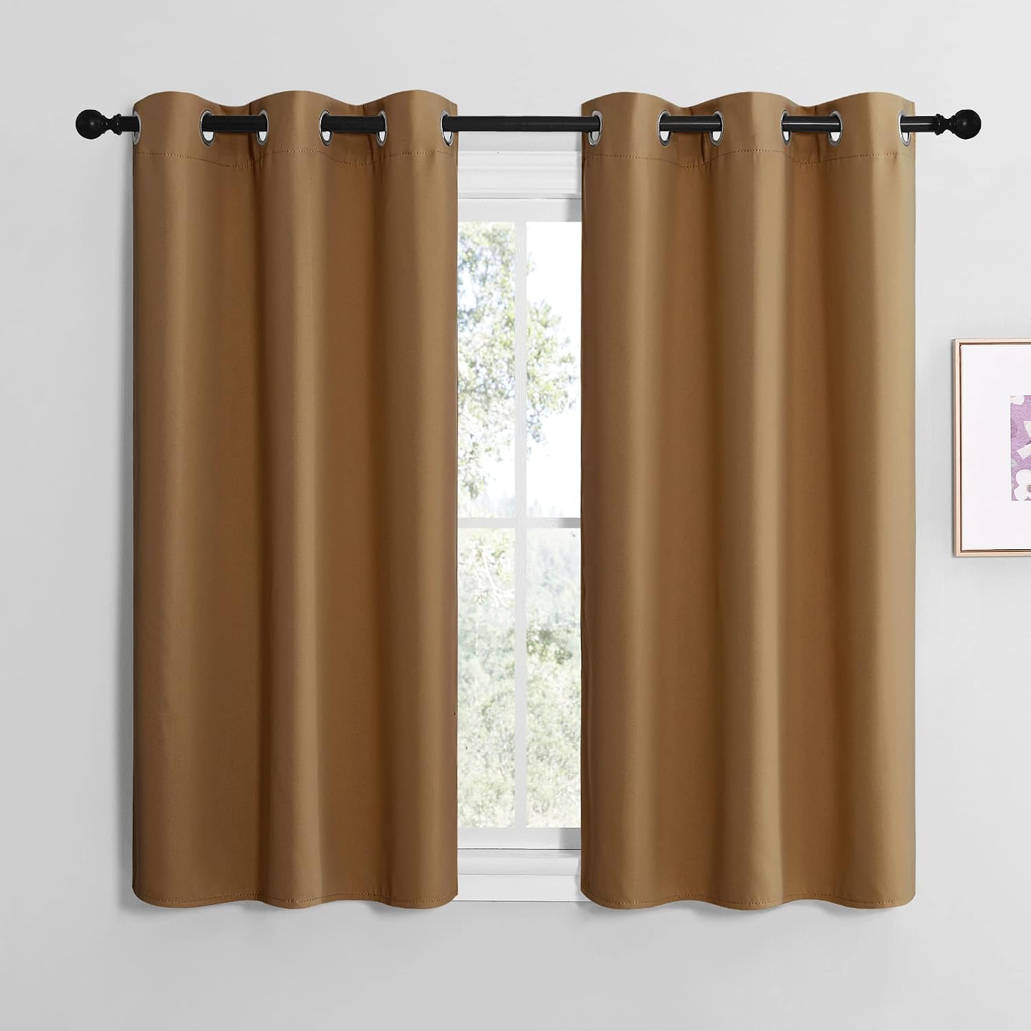 NICETOWN Sleek Blackout Curtains 50 inches Length for Small Windows, Noise Reducing and Block Draft Panels for Door Doorway Laundry…