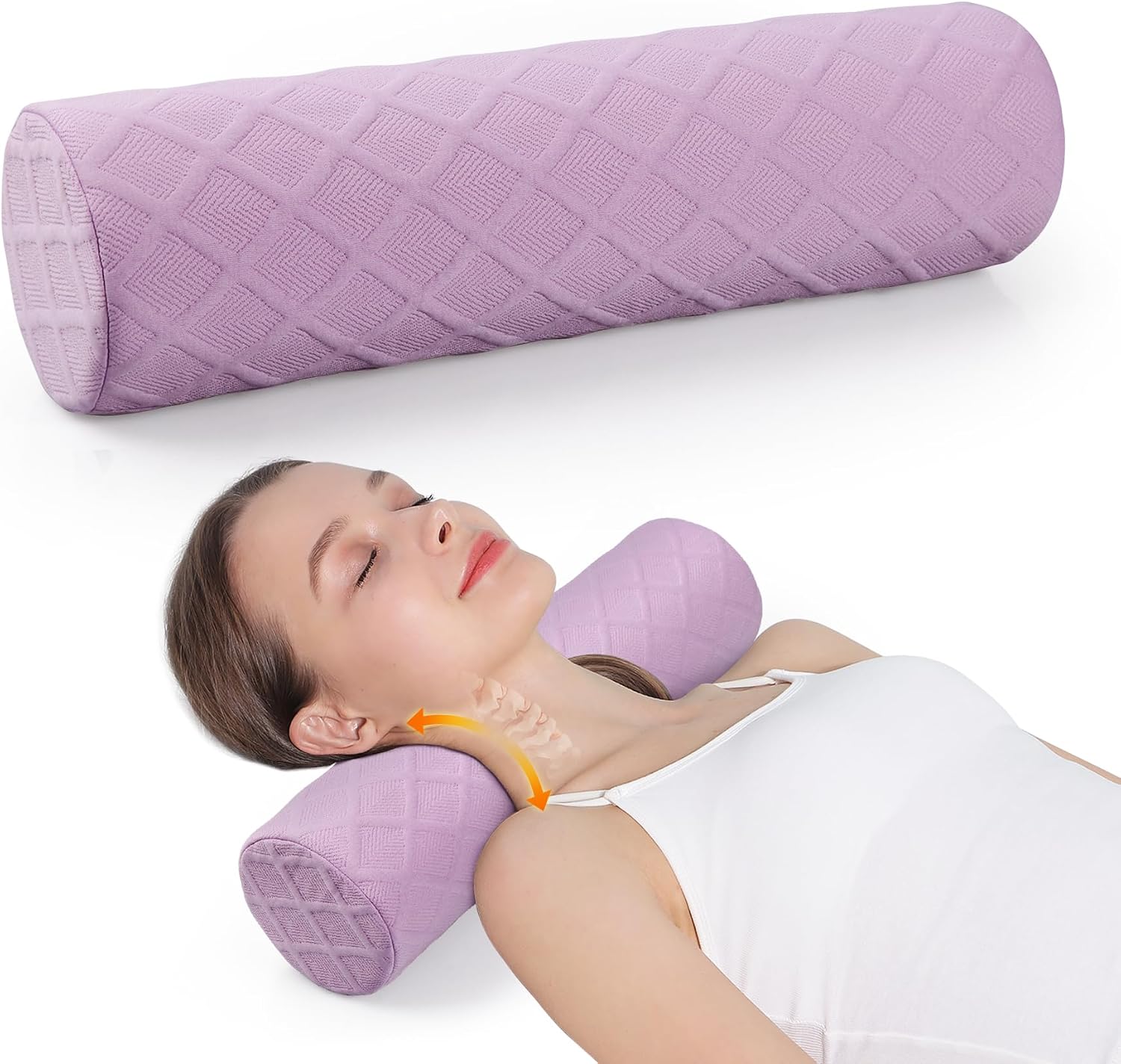 Cozyth Cervical Roll Pillow, Medium Soft Memory Foam Neck Round Pillow Cylinder Bolster Pillow for Sleeping, Round Neck Support for Bed…