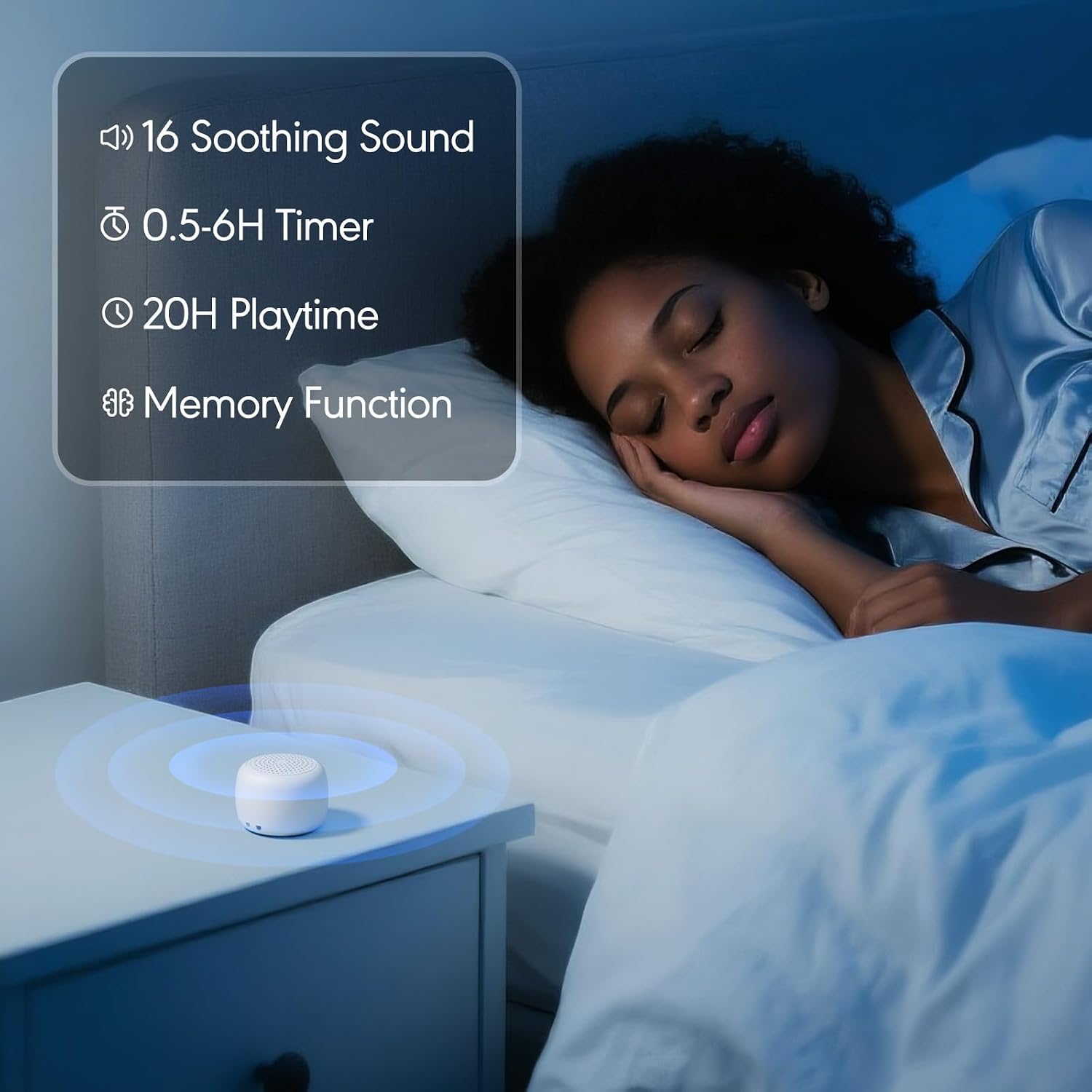 Portable Sound Machine for Baby Adults, Travel Sound Machine, Mini White Noise Machine,16 Non-looping Sounds &Timer, Memory Function, Sleep…
