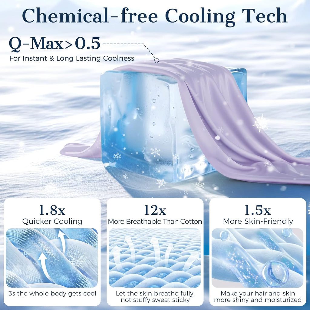 Cooling Pillow Cases 2 Pack Standard Size Cooling Pillowcases for Hot Sleeper Q-Max>0.5, Hydrates Skin & Hair, Reduces Wrinkles & Frizz…