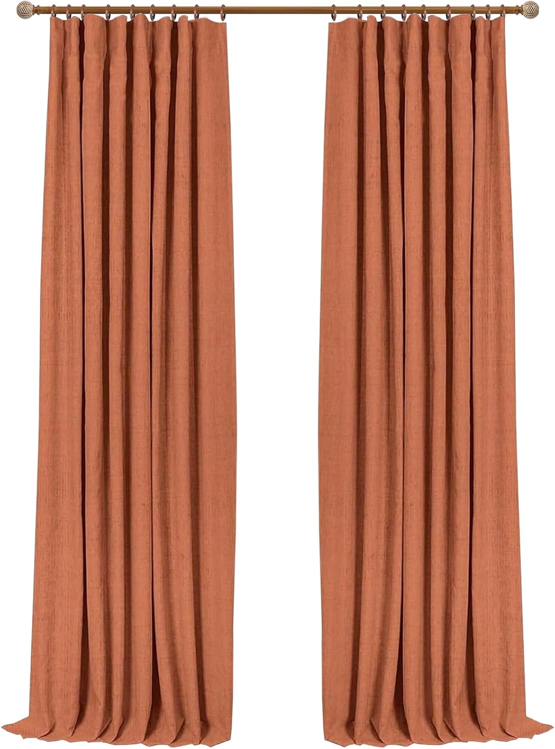 INOVADAY 100% Blackout Curtains for Bedroom, Black Out Curtains 96 Inch Long, Clip Rings Linen Blackout Drapes, Thermal Insulated Room…