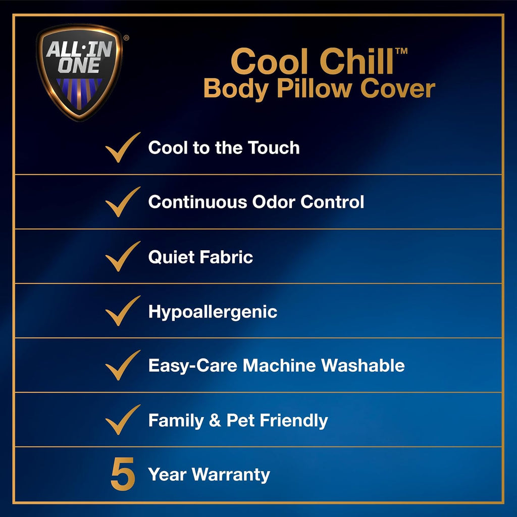 All-in-One Cool Chill Body Size Pillow Protector with Zipper, Soft Cooling Body Pillow Case for Hot Sleepers, 20" x 54", White