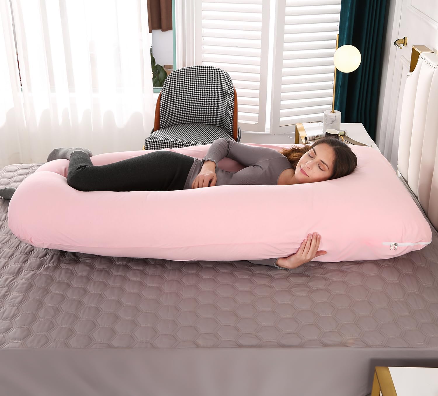 Amagoing Pregnancy Pillow, 57 Inch U Shaped Maternity Full Body Pillow for Sleeping, Support for Women with Hip, Leg, Back Pain, Washable J…