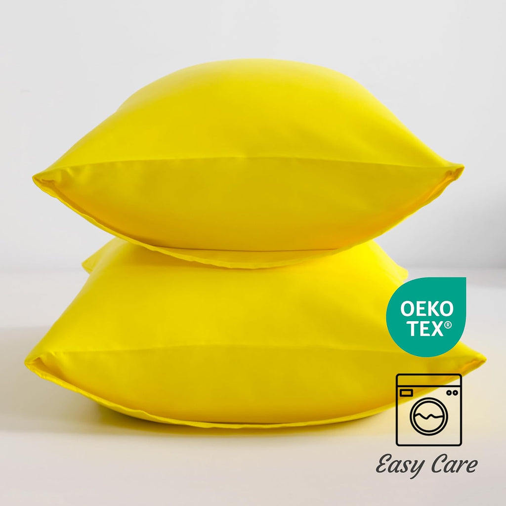 Ntbay King Pillow Cases Set of 2, 2 Pack Brushed Microfiber 20x40 Pillow Cases, Soft, Wrinkle, Fade, Stain Resistant Yellow Pillow Cases wi…