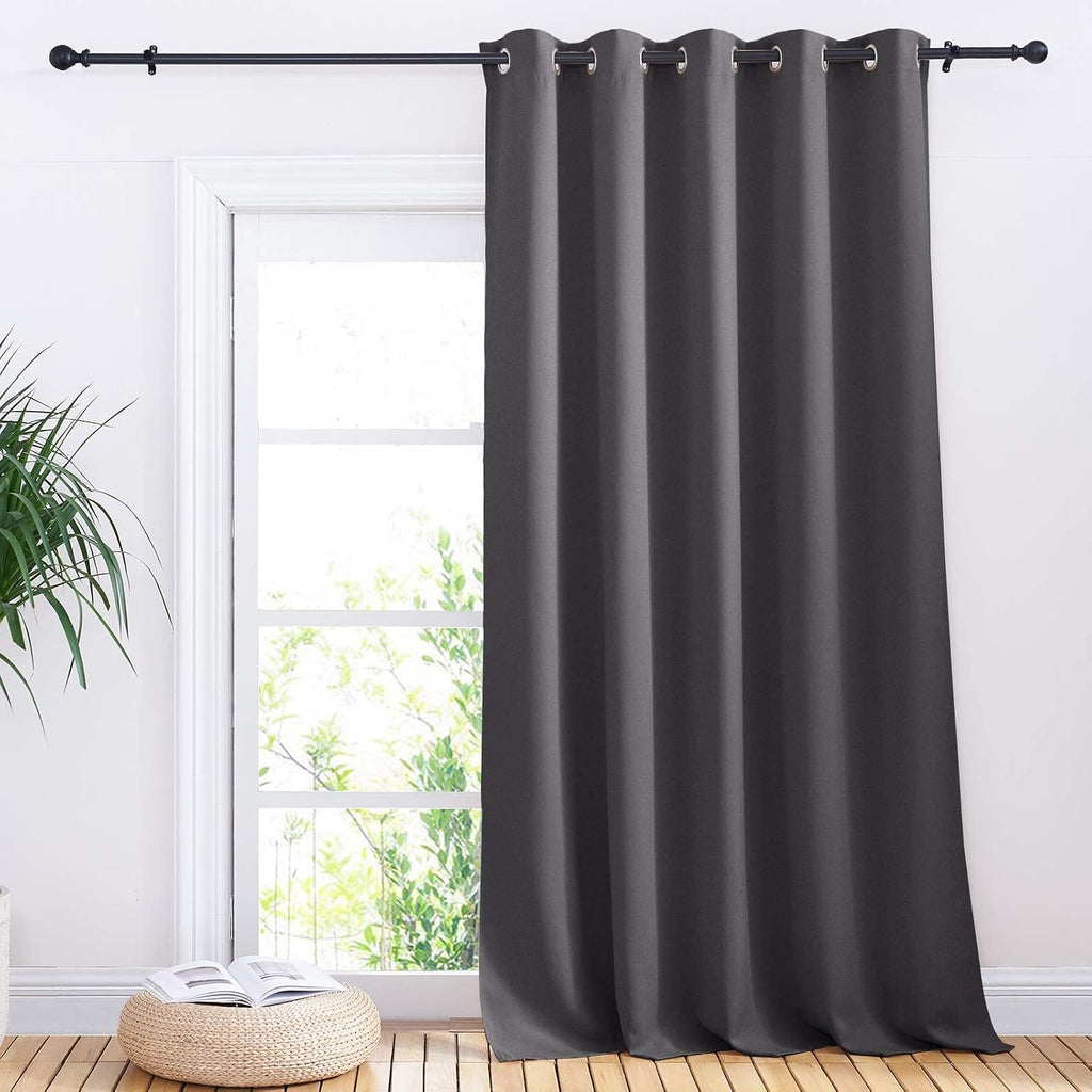 NICETOWN Sliding Door Curtains, Wide Thermal Blackout Patio Door Curtain Panel, Sliding Door Drapes/Draperies with Grommet Top (Gray, W70…