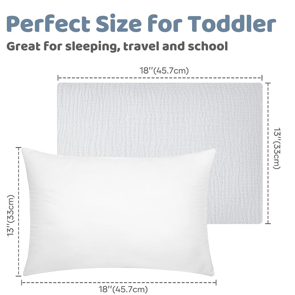 ProGoleem Pro Goleem Toddler Pillow with 100% Muslin Cotton Pillowcase – 13x18 Ultra Soft, Breathable & Machine Washable Kids Pillow for Sl…