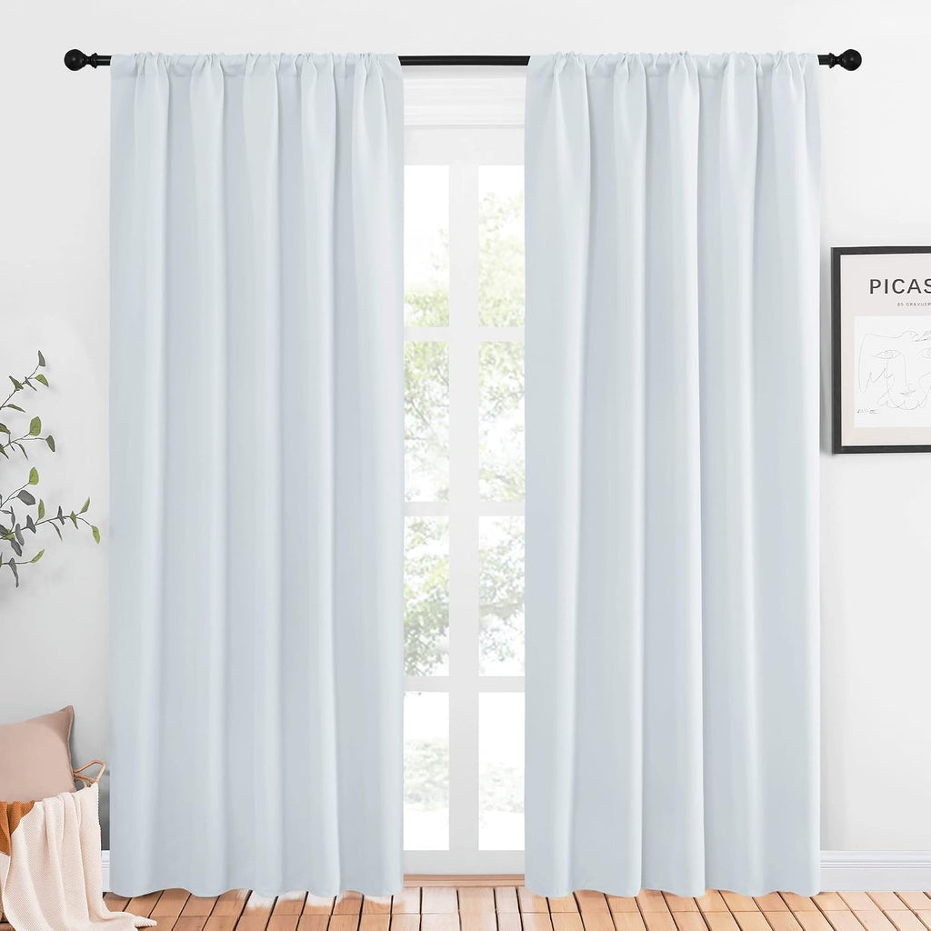 NICETOWN Greyish White Bedroom Curtain Panels - Multi-Function Noise Reducing Performance Window Treatment Thermal Insulated Rod Pocket…
