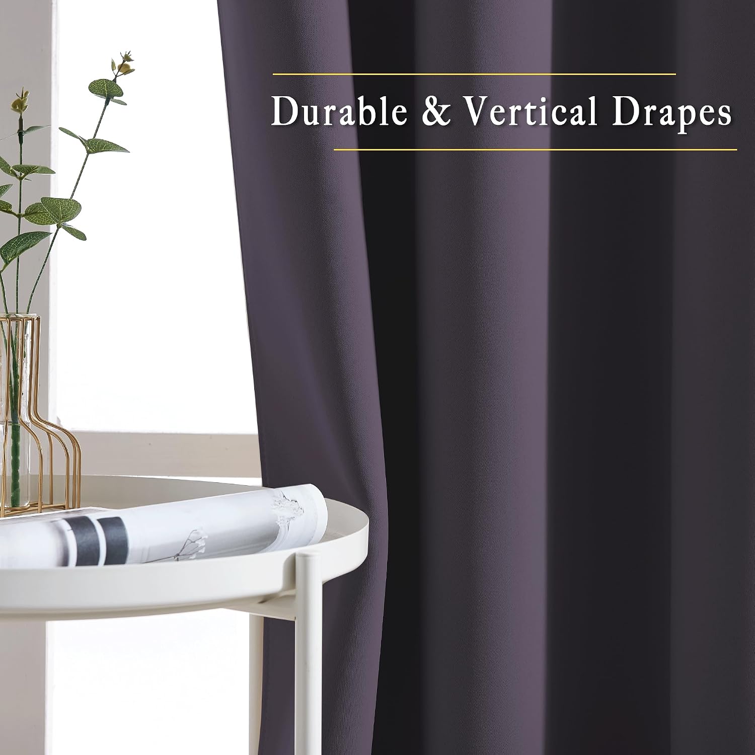 Nicetown Blackout Curtains for Girls Room - Thermal Insulated Solid Grommet Room Darkening Curtains/Panels/Drape for Bedroom (Greyish Purpl…