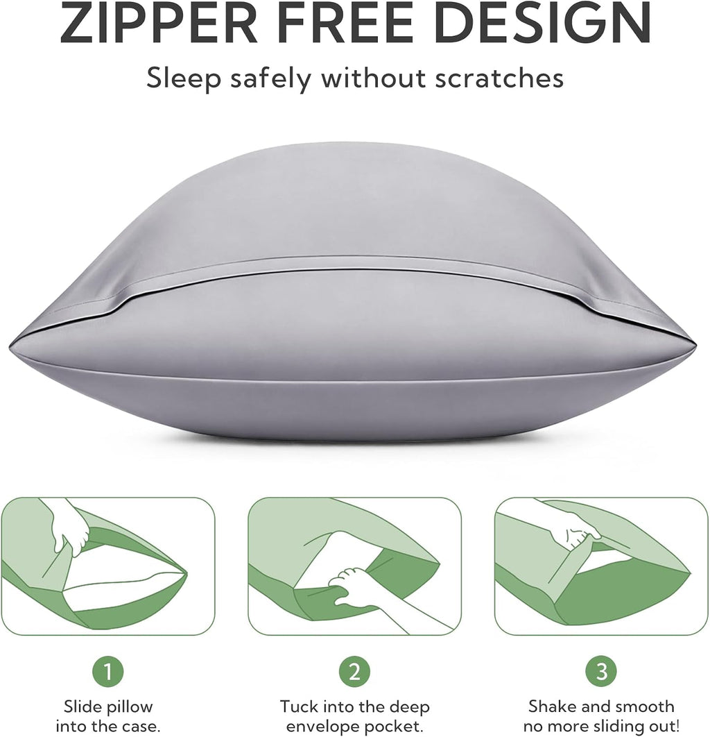 MR&HM King Pillow Cases Set of 2, Cooling Pillow Case for Hot Sleepers 20"x40", Breathable & Moisture Wicking, Soft Envelope Pillowcas…