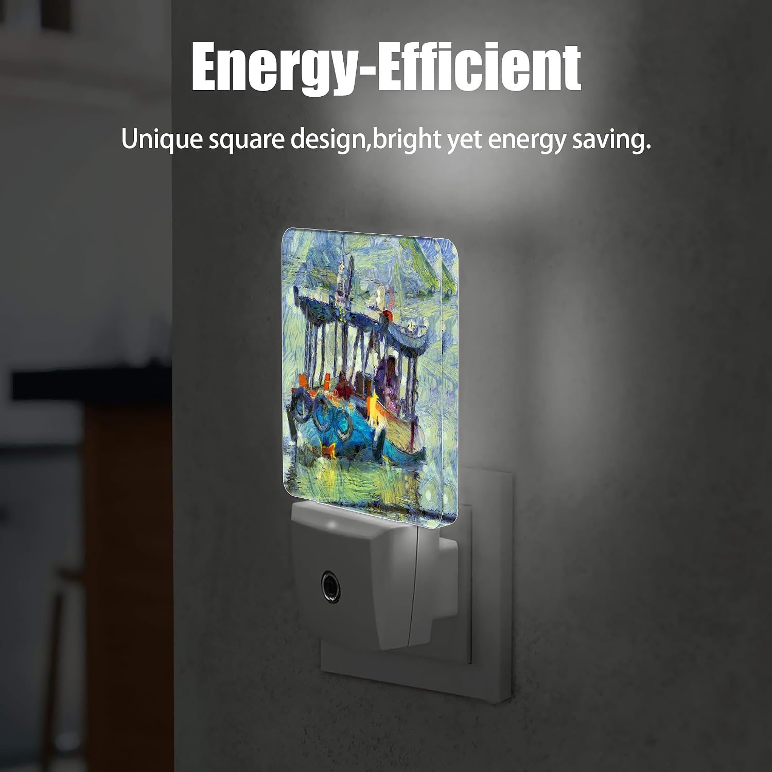 Retro Country Riverside Night Light Plug in Wall Lamp Smart Dusk to Dawn Sensor for Home Decorative, Kids Room Bedroom Bathroom Kitchen…