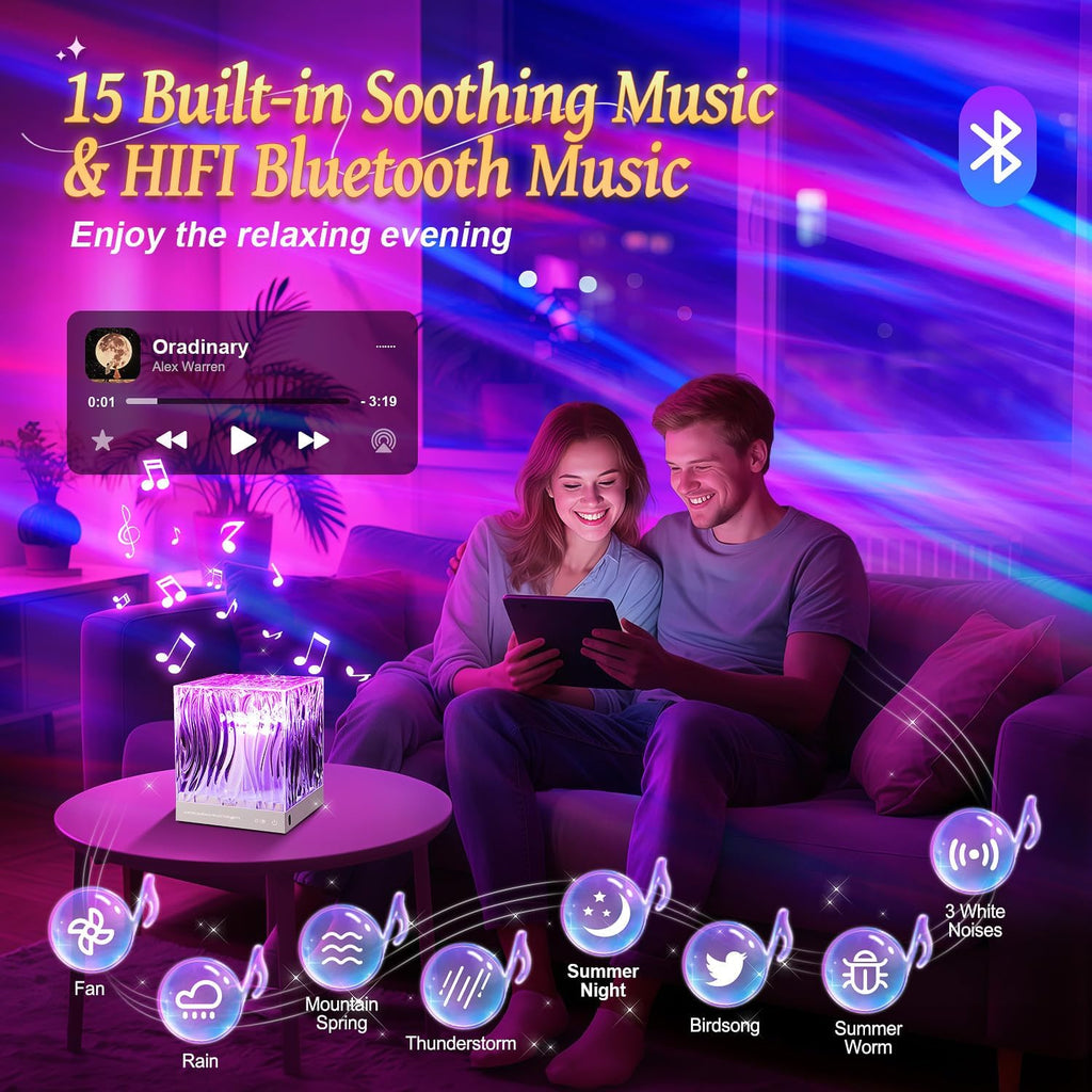 Northern Lights Projector White Noise Sound Machine for Sleep, 18-Color 15 White Noise Machine for Sleeping, Bluetooth Aurora Light…