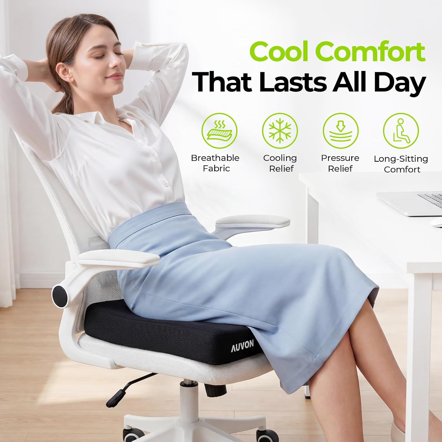 Auvon Cooling Gel Wheelchair Seat Cushion for Sciatica, Back, Pressure Sore and Ulcer, Breathable Memory Foam Chair Cushion with Waterproo…