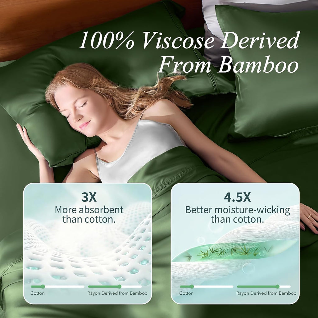 Krimano King Pillow Cases, Derived from Bamboo Viscose, Cooling Pillowcases, Breathable & Wicking Pillow Covers for Hot Sleepers, Envelope…