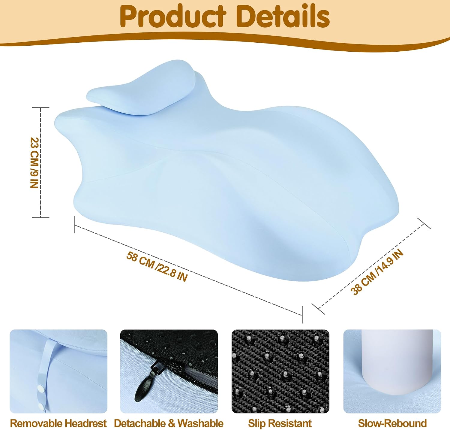 Myfamirea Memory Foam Ergonomic Wedge Pillow for Adults, Prone Pillow for Bed Sleeping, Reading, Memory Foam Ergonomic Cushion for Back Sup…