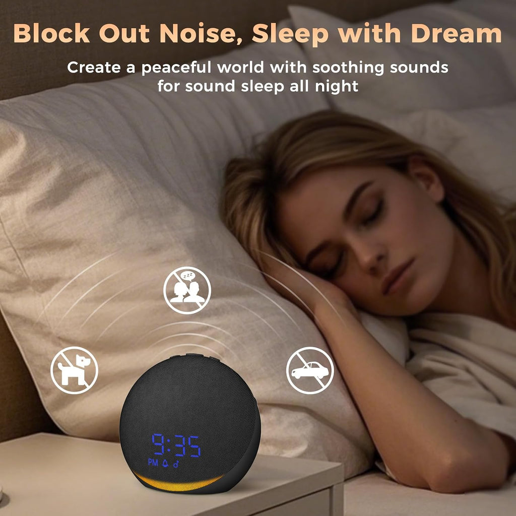 Acedeck Sound Machine Alarm Clock for Bedroom: 25 Natural Sleep Sounds - White Noise Machine for Adults Kids Baby - Gentle Wake Up Alarm wi…