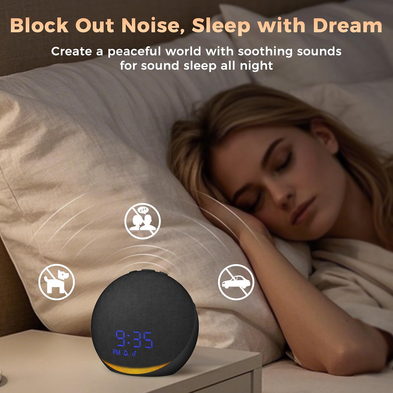 Acedeck Sound Machine Alarm Clock for Bedroom: 25 Natural Sleep Sounds - White Noise Machine for Adults Kids Baby - Gentle Wake Up Alarm wi…