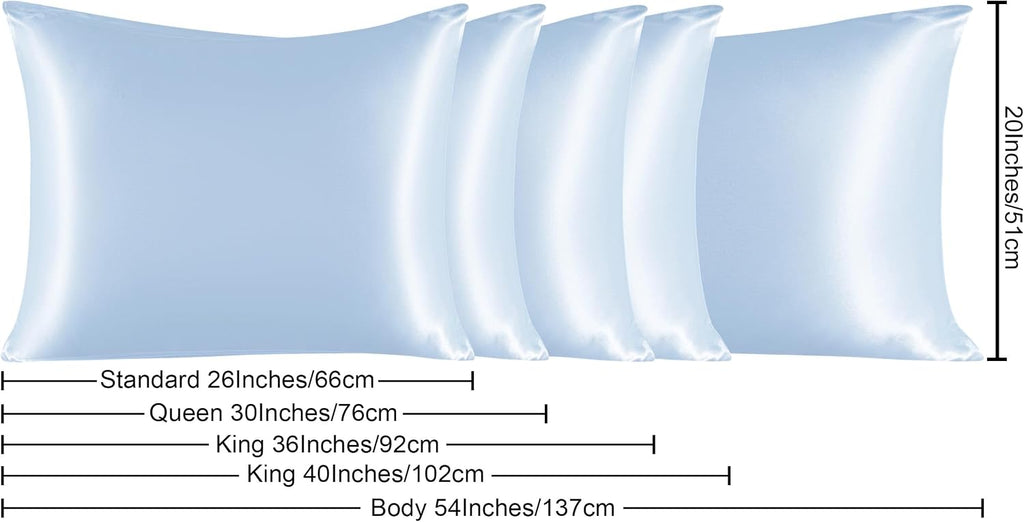Ntbay Satin Body Pillowcase for Hair and Skin, Luxurious and Silky Pillow case with Envelope Closure, 20x54 Inches, Aqua 54 Inches