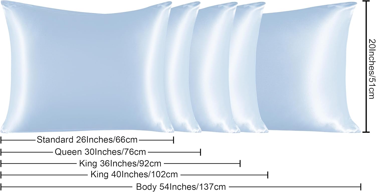 Ntbay 2 Pack Satin King Pillowcases for Hair and Skin, Luxurious and Silky Pillow Cases with Envelope Closure, 20x40 Inches, Aqua 2 Pack 40…