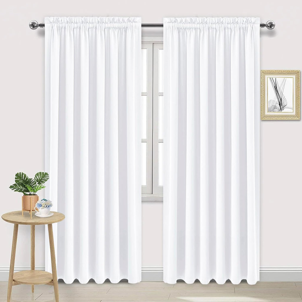 DWCN White Curtains for Living Room Thermal Insulated, 50% Light Blocking Curtains for Bedroom, Dining Room Window, W 70x L 84 Inch, Set…