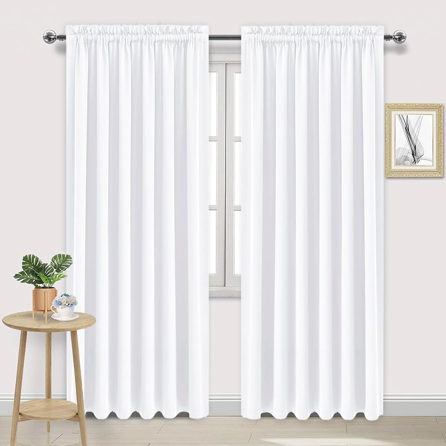 DWCN White Curtains for Living Room Thermal Insulated, 50% Light Blocking Curtains for Bedroom, Dining Room Window, W 70x L 84 Inch, Set…