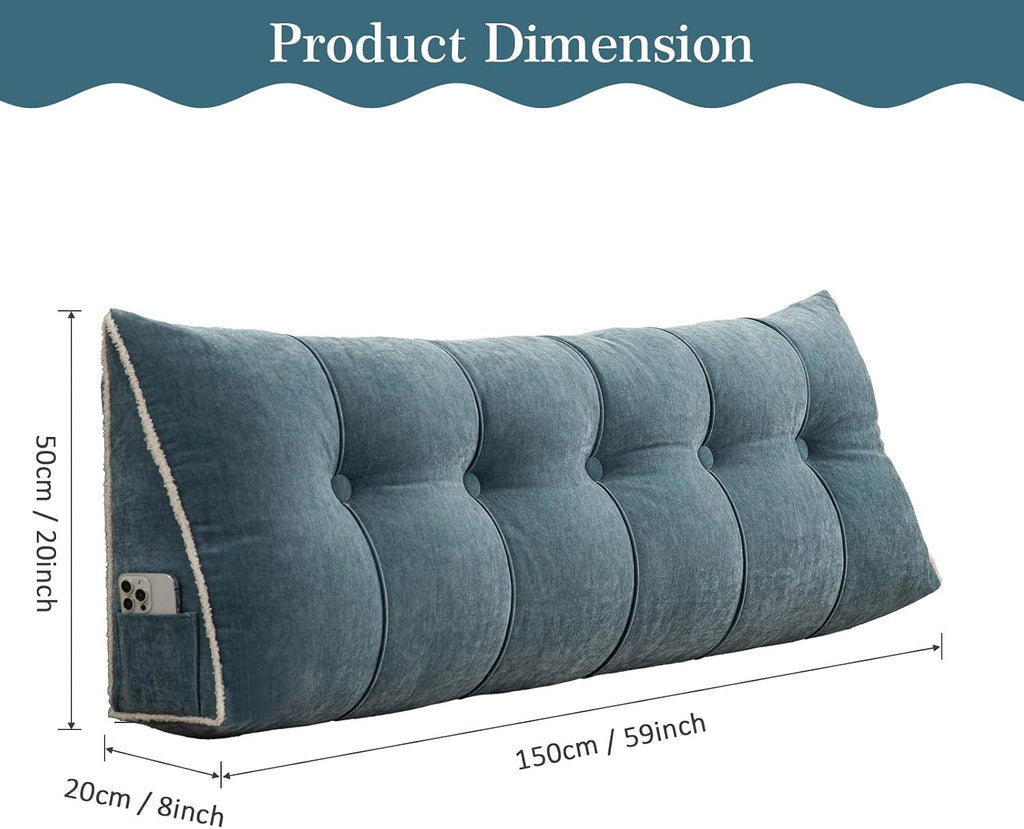 Foreate Headboard Pillow Queen, Chenille Triangular Wedge Pillow Headboard Queen Size, Reading Setting Backrest Daybed Pillows for Sofa…