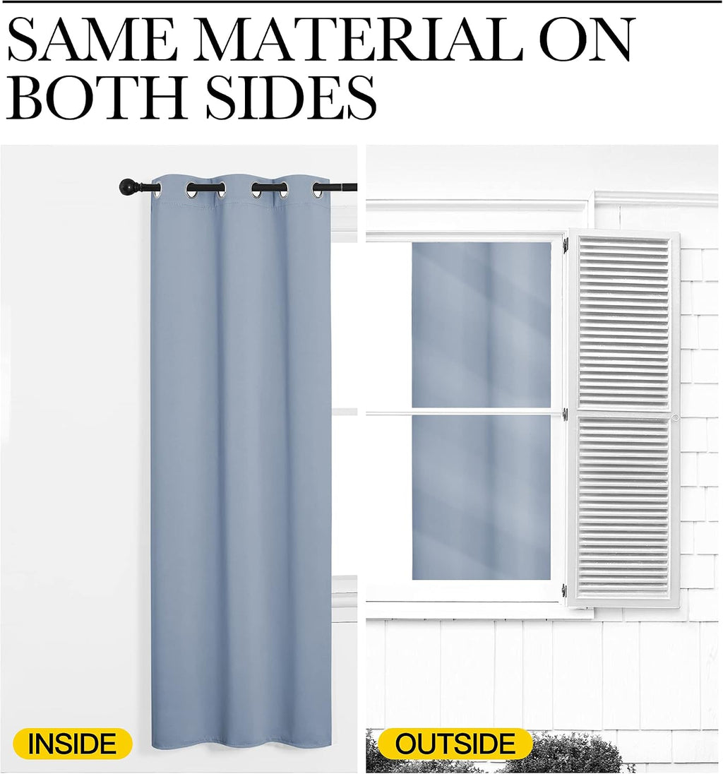 NICETOWN Vintage Blue Blackout Curtains 45 inches Length for Cafe, 2 Panels, 34" Wide, Thermal Insulated Decoration Drapes for Small Window