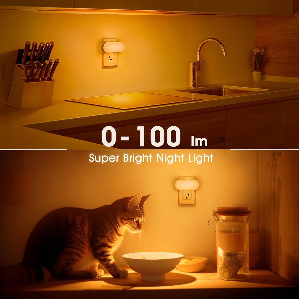 DORESshop Amber Night Light, Auto On/Off, 0-100 LM Adjustable Brightness, Dimmable Plug Into Wall Light Sensor Night Light for Kids Room…