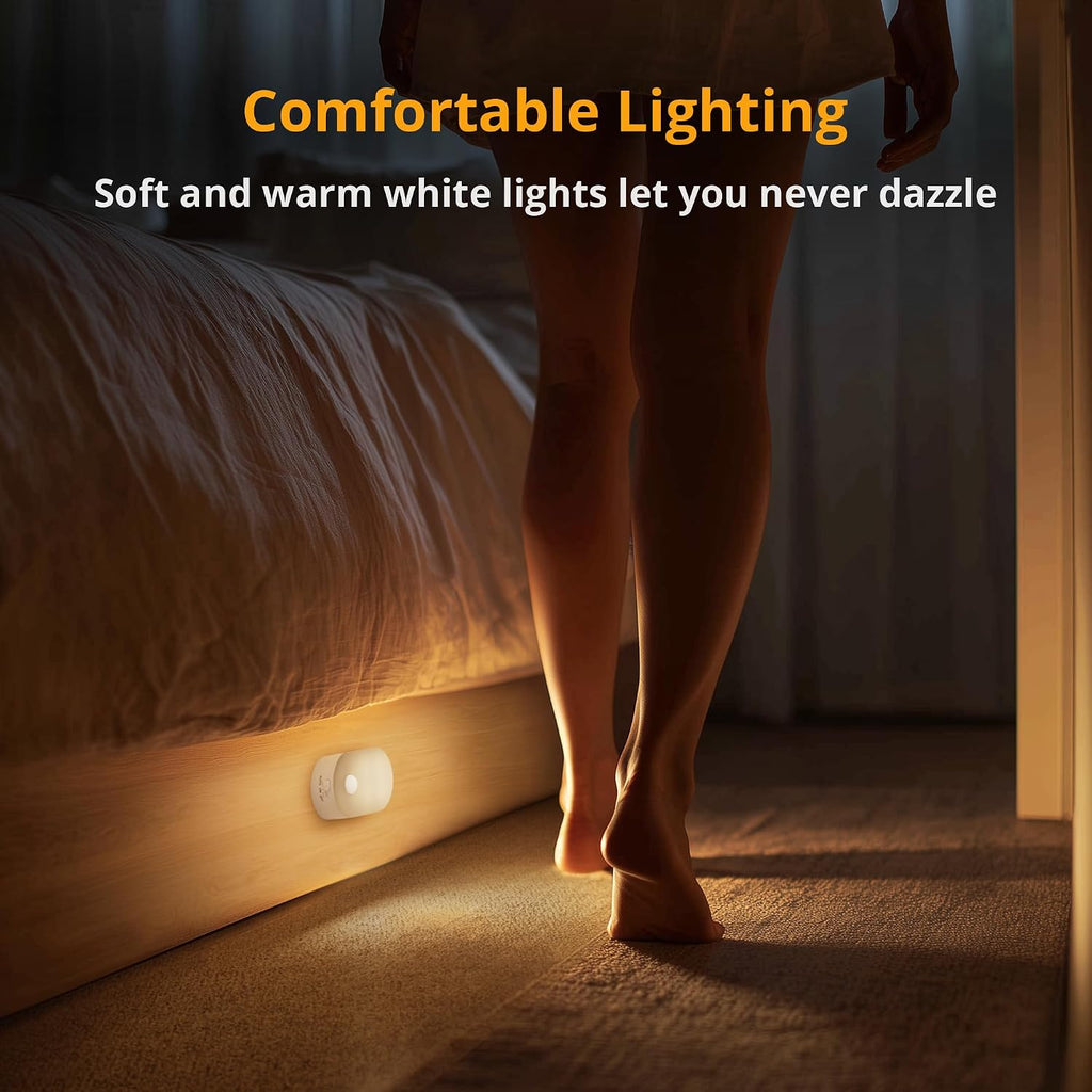 Lyridz Rechargeable Battery Night Light with Motion Sensor, Portable Mini Warm White LED Stick-on Closet Light, Adjustable Brightness for B…