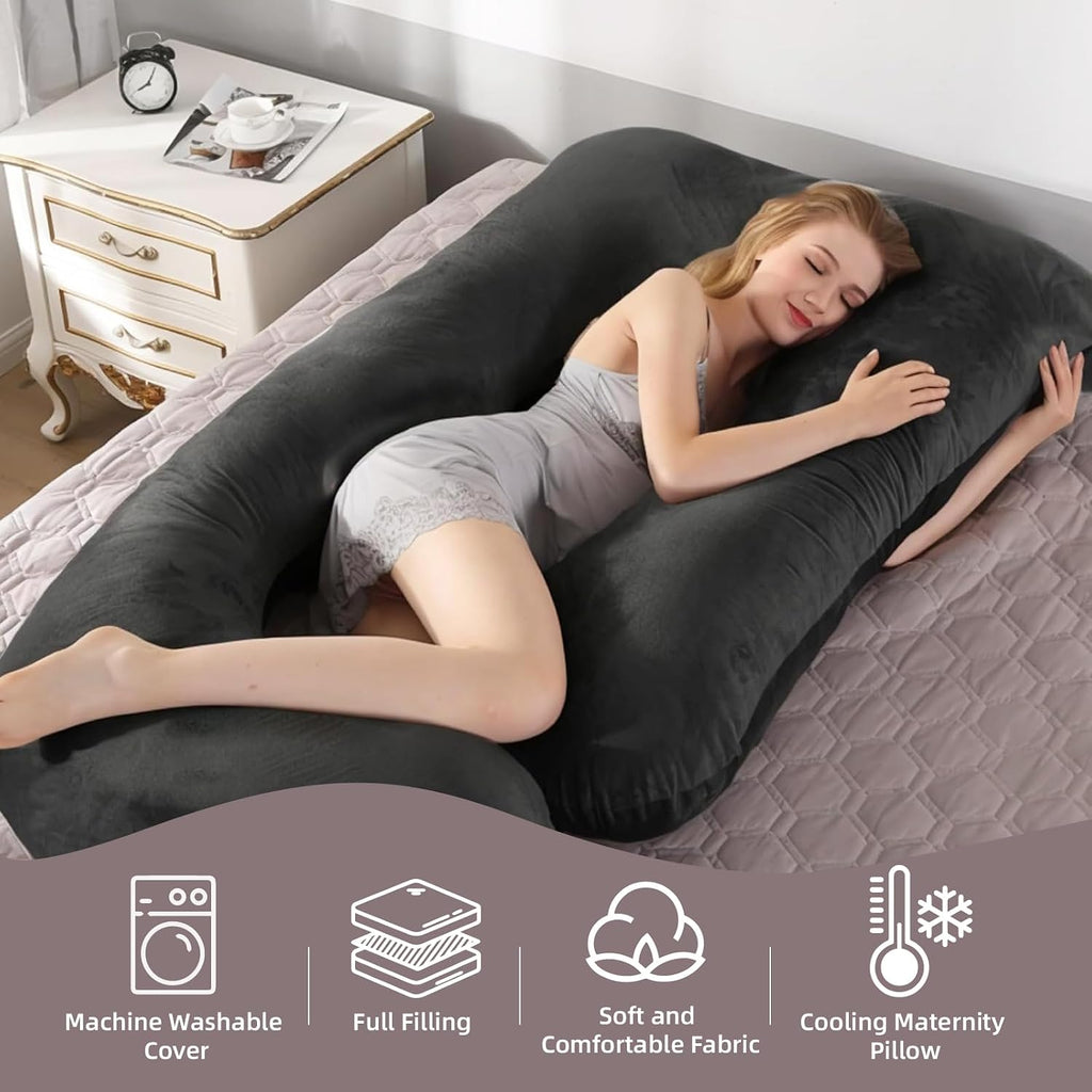 60 Inch Full Body Pregnancy Pillows for Sleeping Cooling Pregnancy Pillow, U Shaped Pregnancy Body Pillow, Maternity Pillows for Pregnant…
