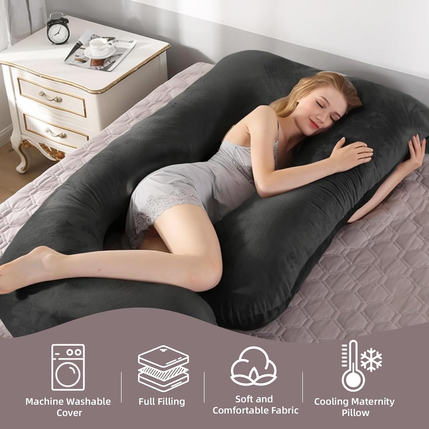 60 Inch Full Body Pregnancy Pillows for Sleeping Cooling Pregnancy Pillow, U Shaped Pregnancy Body Pillow, Maternity Pillows for Pregnant…
