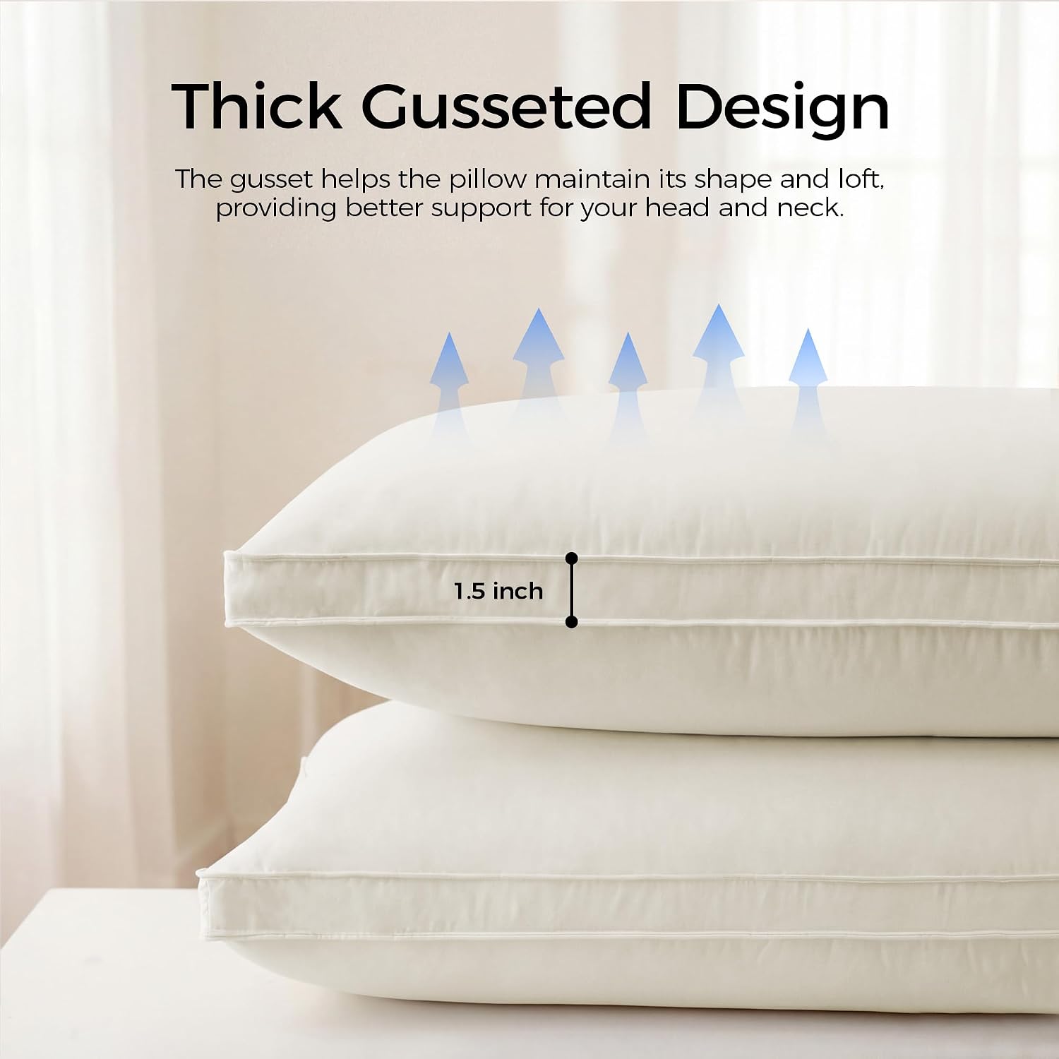 Puredown ® Gusseted Goose Feather Down Pillows, 100% Organic Cotton Cover, Luxury Hotel Collection Bed Pillows for Sleeping Set of 2, Stand…