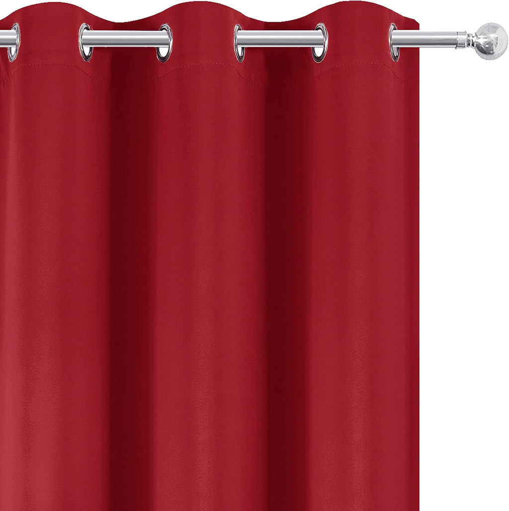 Lemomo Bright Red Blackout Curtains 66 x 63 Inch Length/Set of 2 Curtain Panels/Thermal Insulated Room Darkening Blackout Curtains for Bedr…